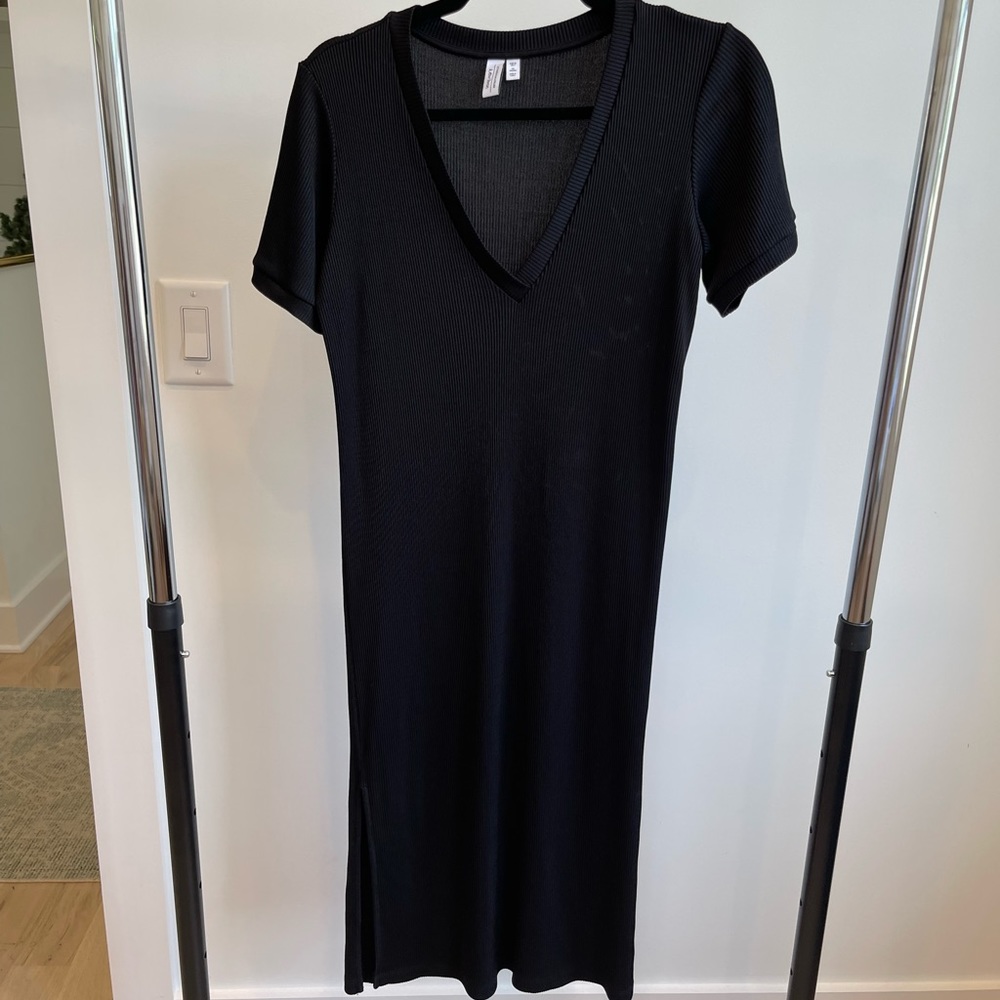 & Other Stories Black Ribbed S/S Dress
